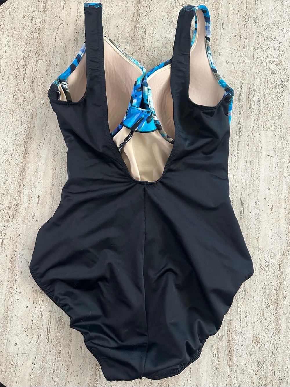 Miraclesuit Escape Underwire Abstract Ocean Print  Swimsuit Black Blue Size 12 - Picture 3 of 16